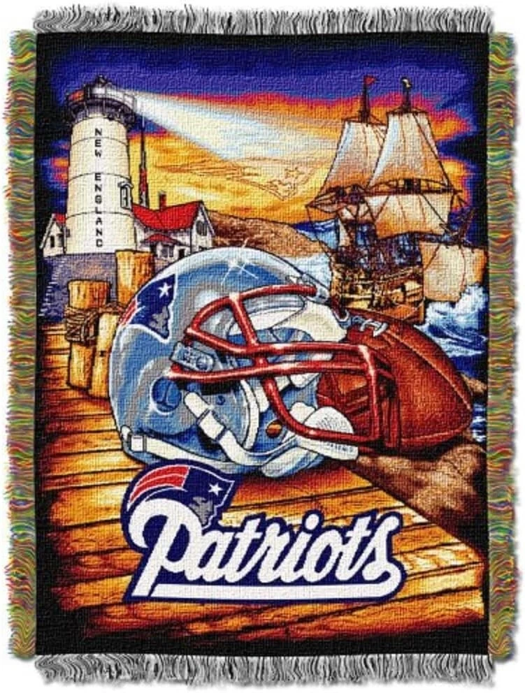 New England Patriots football Woven Tapestry Throw Blanket 48" x 60" Home Field Team