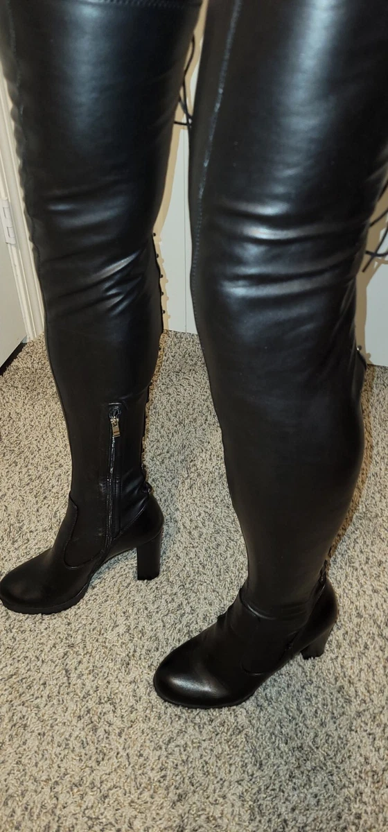 AZALEA WANG DITA CHAP BOOTS 10M 41 BELT INCLUDED BLACK NWOB REAR