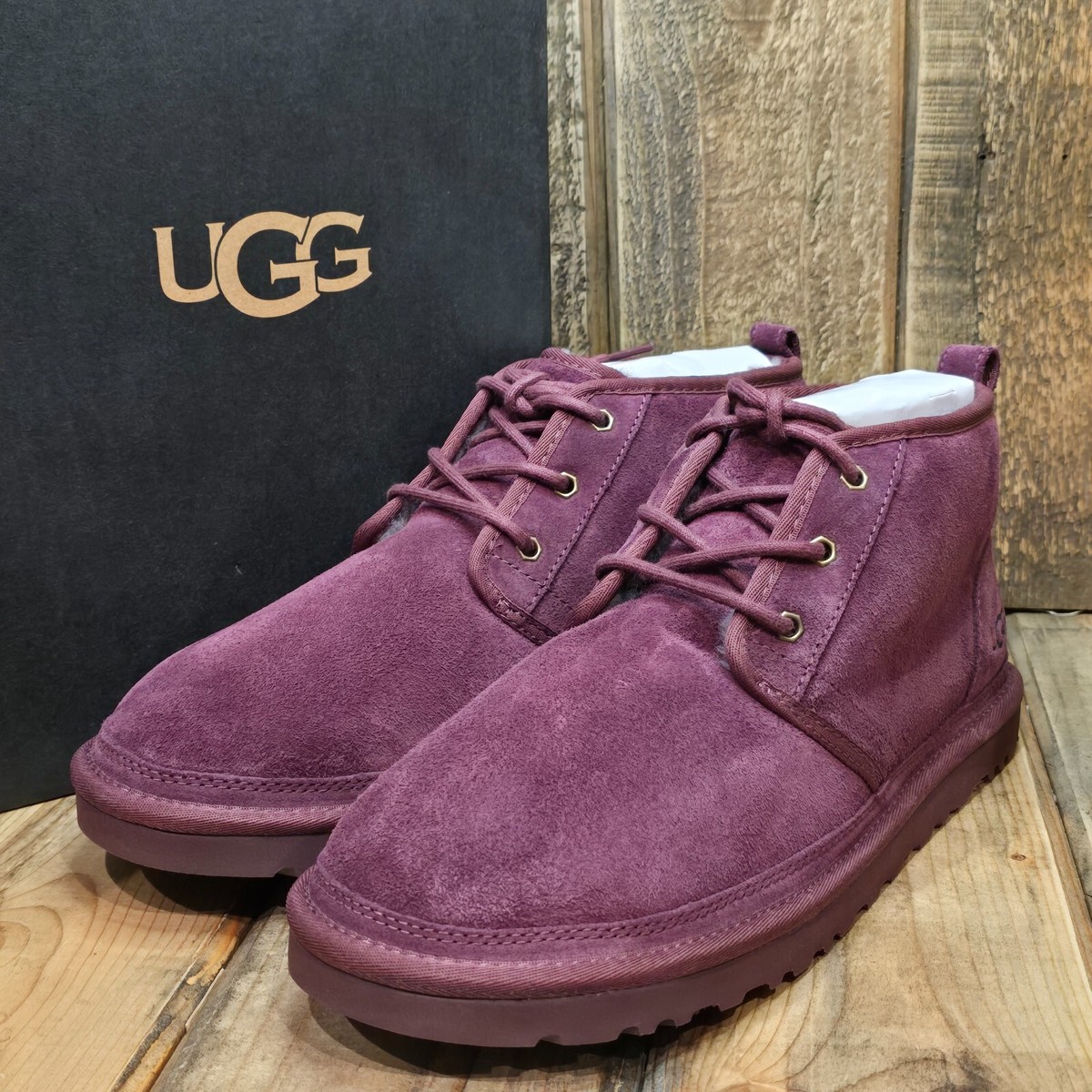 MENS US 12 UGG NEUMEL BOOT CORDOVAN SUEDE WOOL LINED CHUKKA  display picture 2