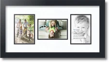ArtToFrames Collage Mat Picture Photo Frame 3 4x6" Openings in Satin Black 113