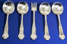 La Rochelle by International Silver Co. 4Cream Soup Spoons & 1 Cocktail Fork Set