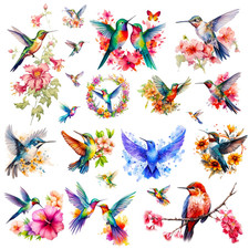 Watercolor Hummingbird Temporary Tattoos for Women - 9 Large Sheets Hummingbird