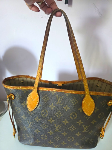 Louis Vuitton Neverfull PM Monogram Coated Canvas Tote, Detachable Strap Brown