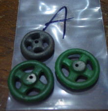 Lot of 3 Antique Cast Iron Wheel Toy Wagon Tractor Car Train 4 Spoke Steering