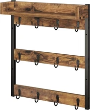 Coffee Mug Holder Stand, 3 Tier Mug Tree Rack, Hanging 12 Cups, with Top Shelf