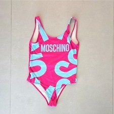Moschino Kids Pink and Blue Open Back One Piece Swimsuit Size 6