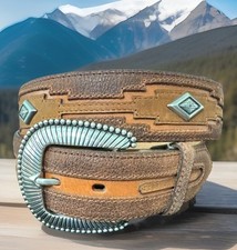 Justin Western Leather Concho Belt Size 36 NWT List 74 Rare Find 