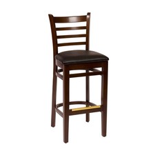 Oak Street Mfg Ladderback Walnut Wood Barstool w/Black Vinyl Seat