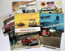 8x 1960s MORRIS MG RILEY Car Sales Brochures Mini Mk2 Cooper Minor Magnette 1100