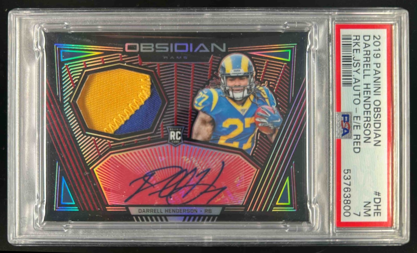 Darrell Henderson Panini Obsidian Rookie Jersey Autos #DHE Electric Etch Red