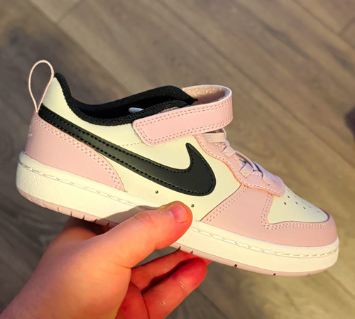 Nike Court Borough Low 2 (PSV) Kids Trainers Pink/White/Black UK 13.5
