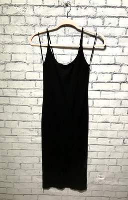 H&M basic, Women XS Black Spaghetti Strap Bodycon Cami Ribbed Stretch Slip Dress