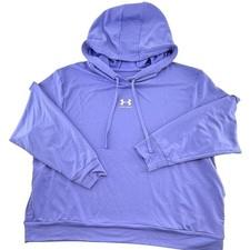 Under Armour Hoodie Womens 1X Purple Pullover Sweatshirt Loose Fit Fleece Pocket