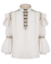 Devil Fashion Mens Embellished Steampunk Pirate Shirt - Vintage Off-White
