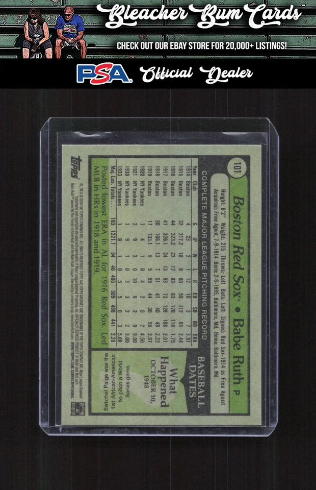 2016 Topps Archives 101 Babe Ruth - Image 2 of 2