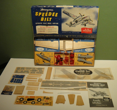 Monogram - Speedee Bilt Deluxe B-26 INVADER Balsa Kit - #H-2 - Open / Complete