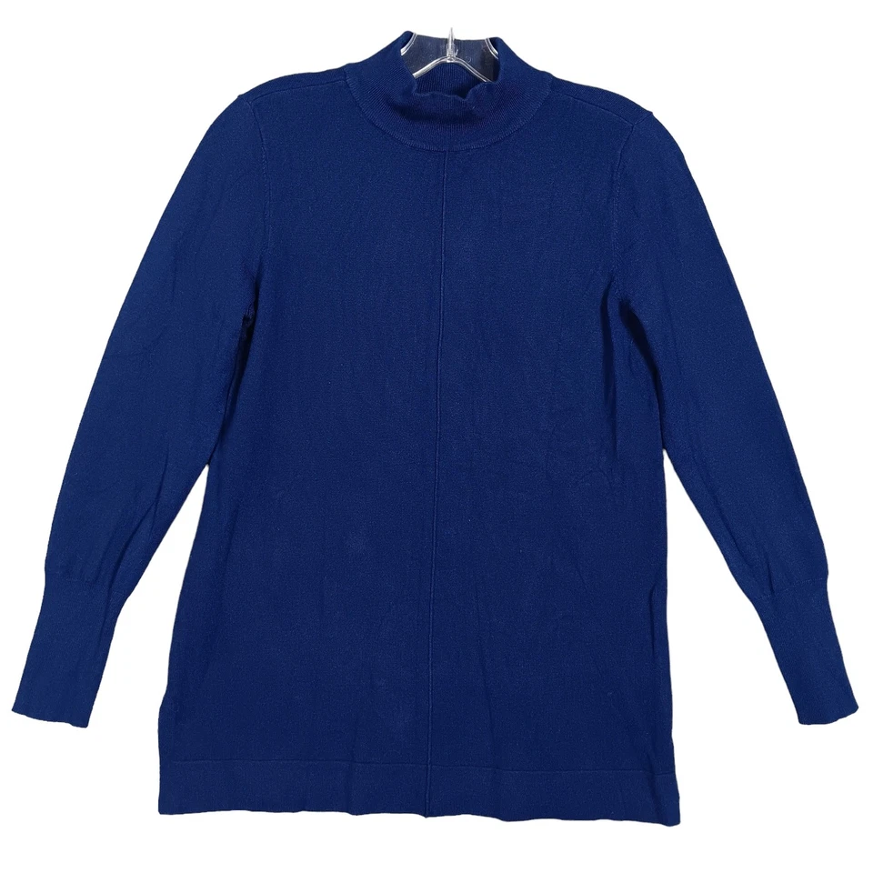 Alfani Fine Knit Top Size XS Blue Long Sleeve High Neck Pullover - Image 3 of 4