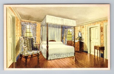 Mt Vernon VA-Virginia, General Washington's Bedroom, Vintage Souvenir Postcard