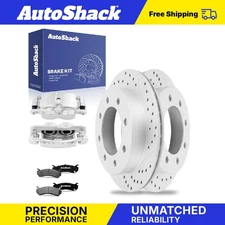 Rear Drilled Slotted Brake Rotor Ceramic Pad Caliper for Chevy Silverado 2500 HD