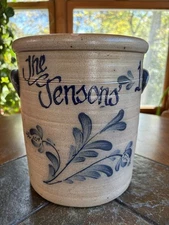 Vtg Rowe Pottery 1 Gal Salt Glazed Flower Stoneware Crock 1990 Personalized 9"