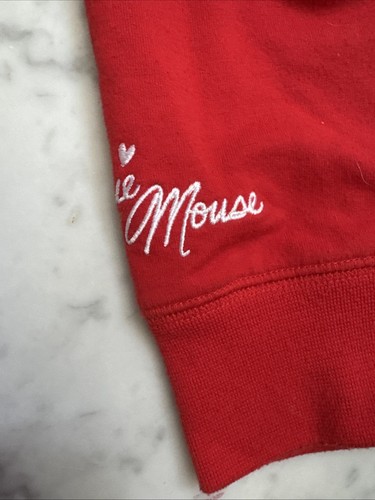 Disney Parks Minnie Mouse Red Zip Front long sleeve Hoodie Girls Large - Picture 3 of 7