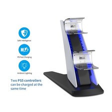 Fast Charge 2 PS5 Controllers Dual Dock Station LED Ambient Lighting Included