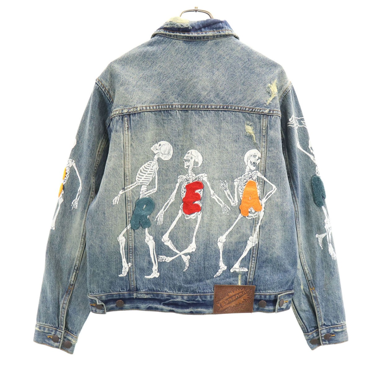 unused ICE CREAM skeleton Damage processing Denim Jacket S blue
