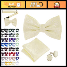 Men's Pre-tied Bowties Set with Pocket Square Cufflinks - Perfect for Weddings