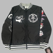 The Nightmare Before Christmas Bomber Jacket 10-12 Black Full Zip Pockets NEW