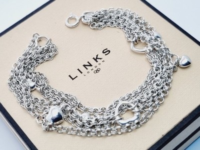 Links of London Love Note charm bracelet sterling silver multi-strand