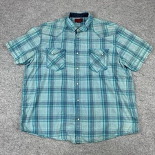 The Foundry Supply Co. Young Men's Size 2XL Pearl Snap Plaid Short Sleeve Shirt