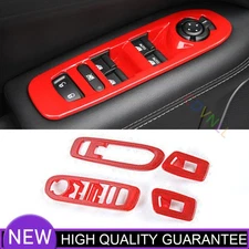 Inner Glass Window Lifting Lock Panel Trim Fit For Jeep Compass 17-21 Gloss Red