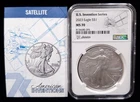 2023-W $1 American Silver Eagle U.S. Invention Series Satellite NGC MS70 W/ COA