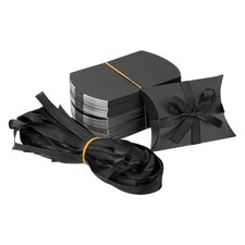 100Pcs Small Gift Boxes 3.5x2.5x1 Inch Pillow Candy Boxes Black
