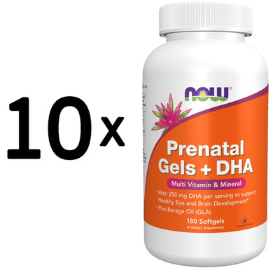 10 x NOW Foods Prenatal Gels + DHA - 180 Softgels (266,66 EUR/kg)