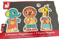 Janod FUNNY ANIMAL WOOD NWT IN BOX MAGNET SET 3- Juratoys of France