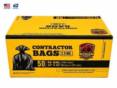 50 Heavy Duty Trash, Garbage Bags Leak Resistant Kitchen Outdoor Contractor Bags