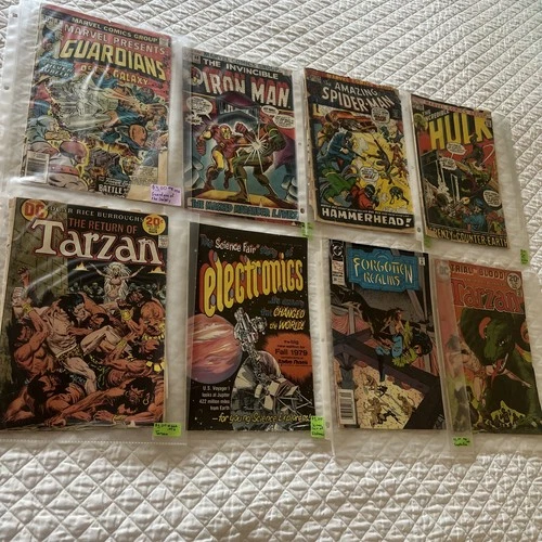 Lot of  8  Vintage DC & Marvel Comic Books Iron Man, Hulk, Spider-Man