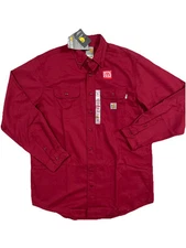 Carhartt Men's Large Tall FR Long Sleeve Button Red 2112 HRC 2 FRS 160 608