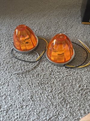 Partsam 2Pcs 3.5 Inch Round Led Watermelon Lights Amber w/Bezel, Round Classic