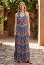 Target Women’s XS Multicolor Striped V-Neck Sleeveless Maxi Dress Stretch