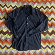 JF J. Ferrar Men's Slim Fit Black Dress Shirt 15.5 34/35 Long Sleeve