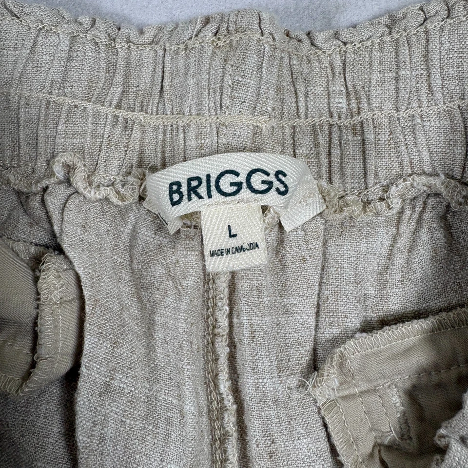 Briggs Womens L Linen Blend Pants Beige Wide Leg Pull On High Rise Casual - Image 3 of 4