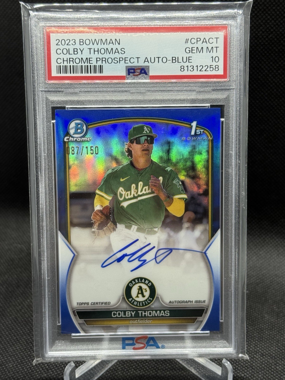 Colby Thomas 2023 Bowman 1st TRUE BLUE Chrome Refractor Auto /150 - PSA 10 GEM!!