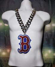 rally bling rhinestone BASEBALL team necklace jumbo chain BOSTON B logo medium
