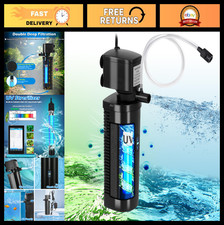 200GPH Aquarium Filter with UV Light for 20-75 Gallon Fish Tank - Submersible In