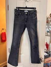 Zara Jeans Girl/teen Flared Jeans Sz 13-14 Pockets Denim Ankle Slits Very Cute