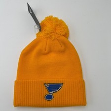 St. Louis Blues Beanie Hat Pom Knit Adidas NHL Gold Yellow Cuffed Cap