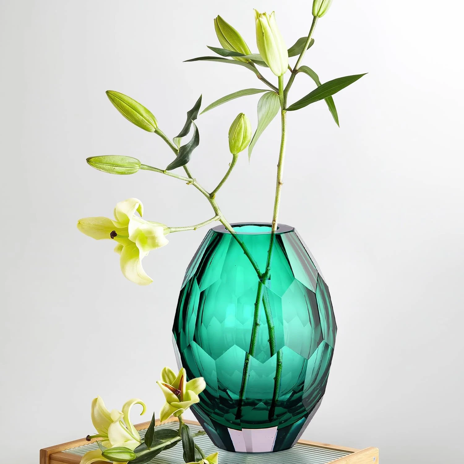 Unique Blue Glass Vase for Modern Home, Wedding & Office Decor
