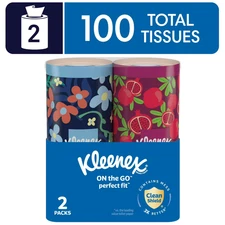 Kleenex Perfect Fit Facial Tissues, 2 Canister Boxes, 50 Tissues per Box, 2-Ply